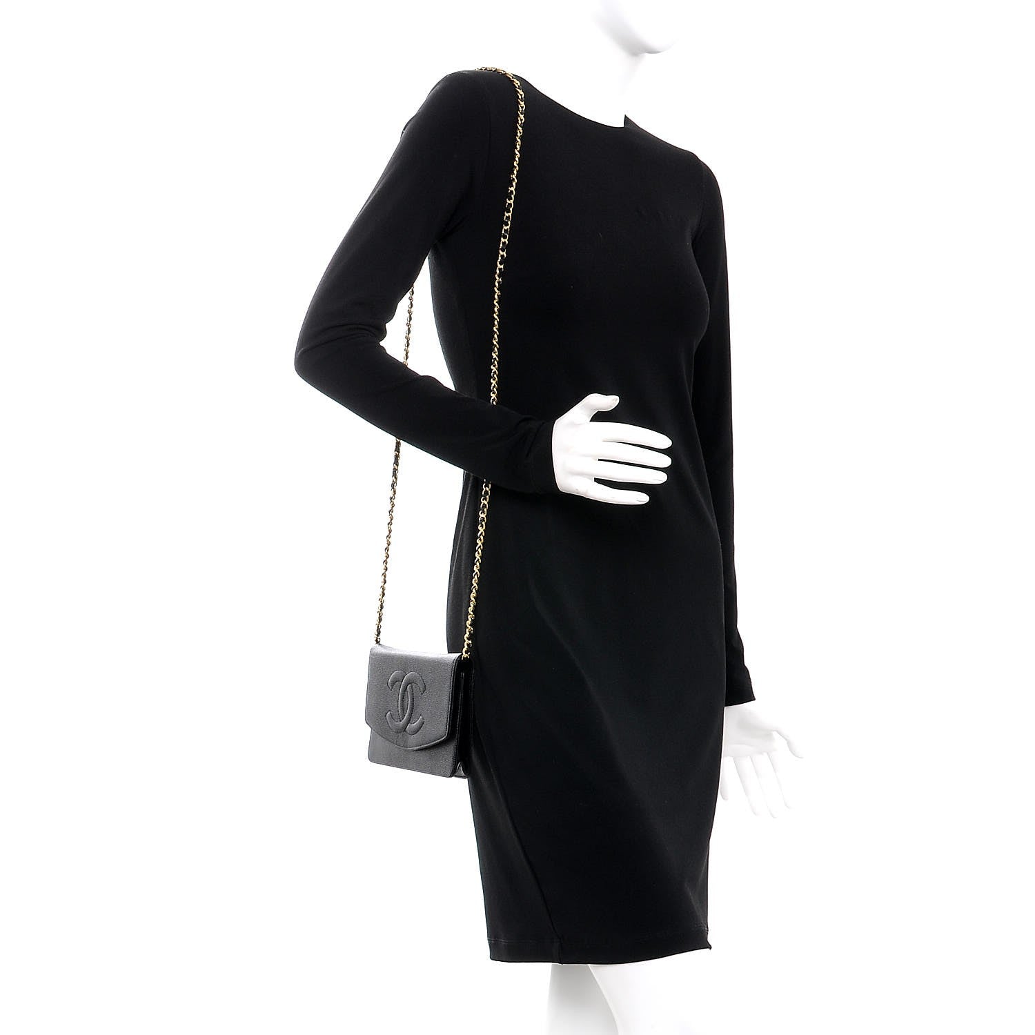 Chanel Caviar Timeless CC Wallet On Chain WOC Black 2 of 9