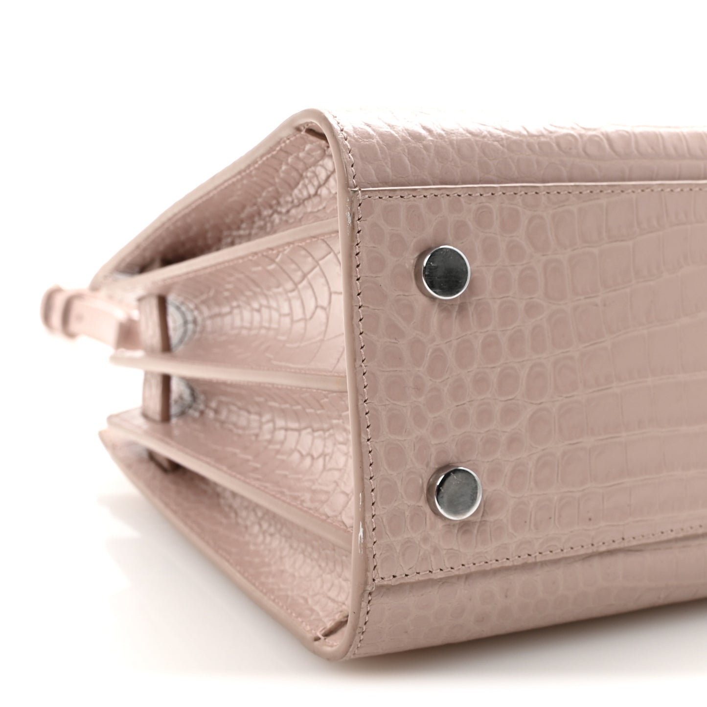 Calfskin Crocodile Embossed Baby Sac De Jour Rose Antic