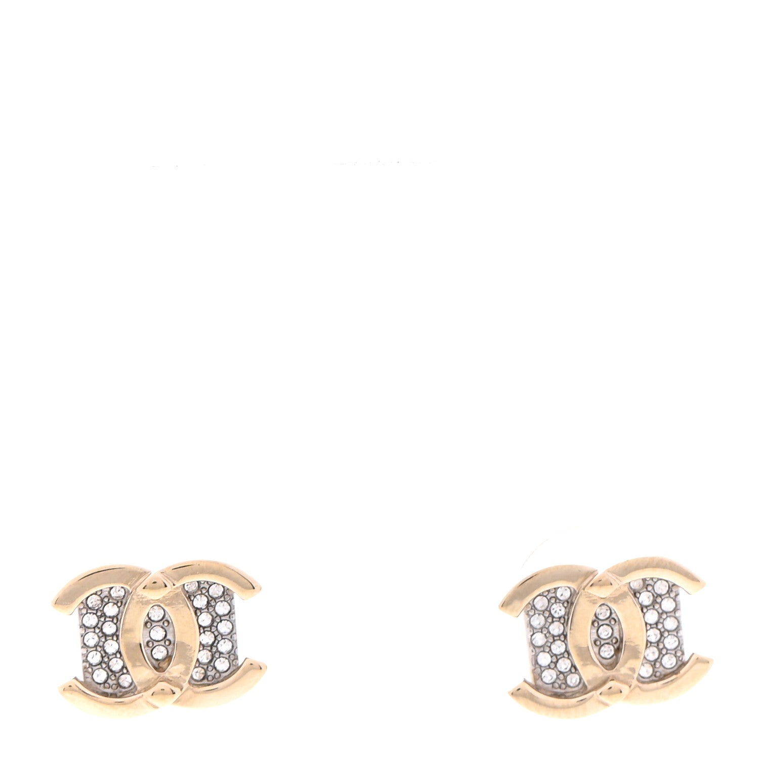 Chanel Crystal CC Square Earrings Gold 1 of 4