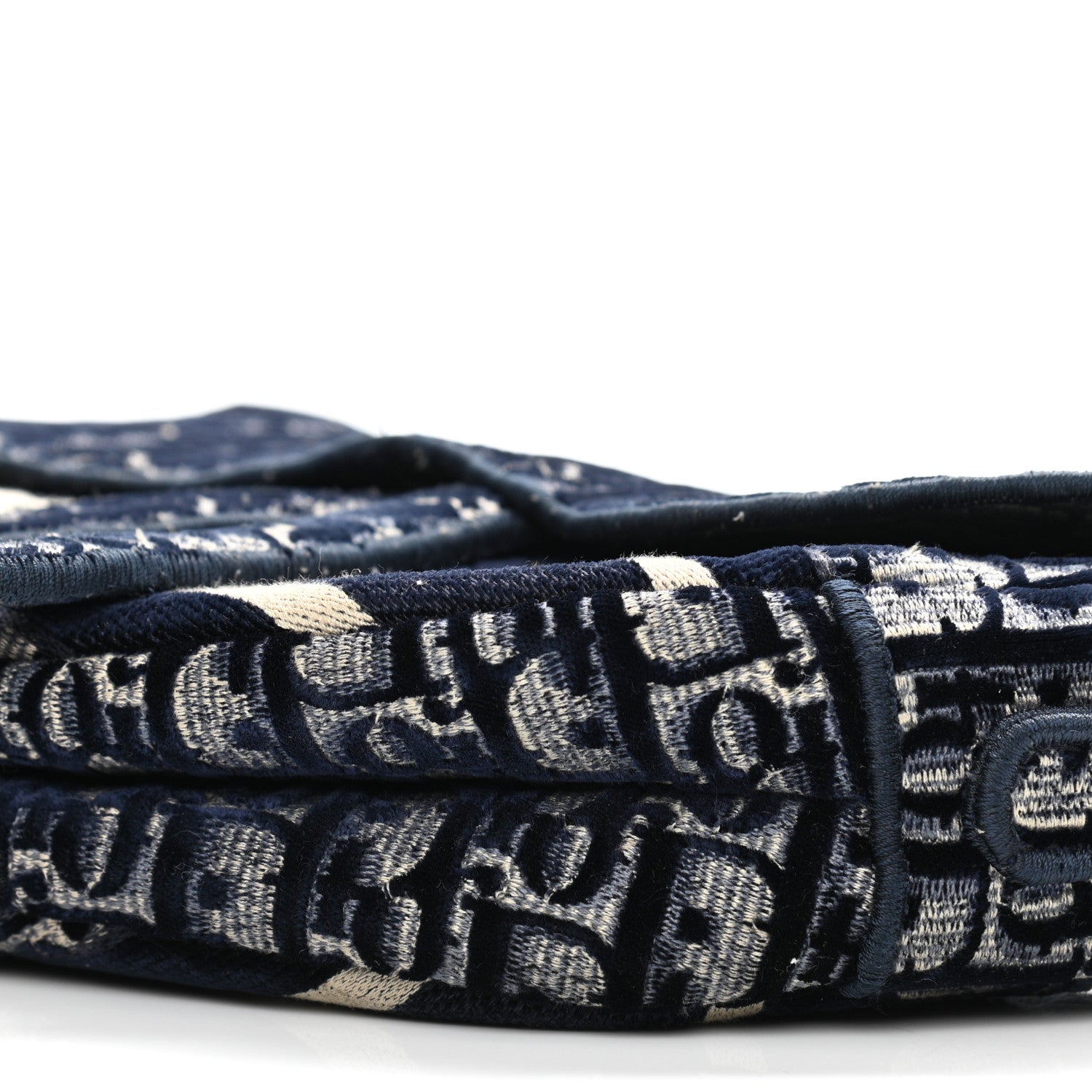 Christian Dior Velvet Oblique Saddle Bag Blue 10 of 11