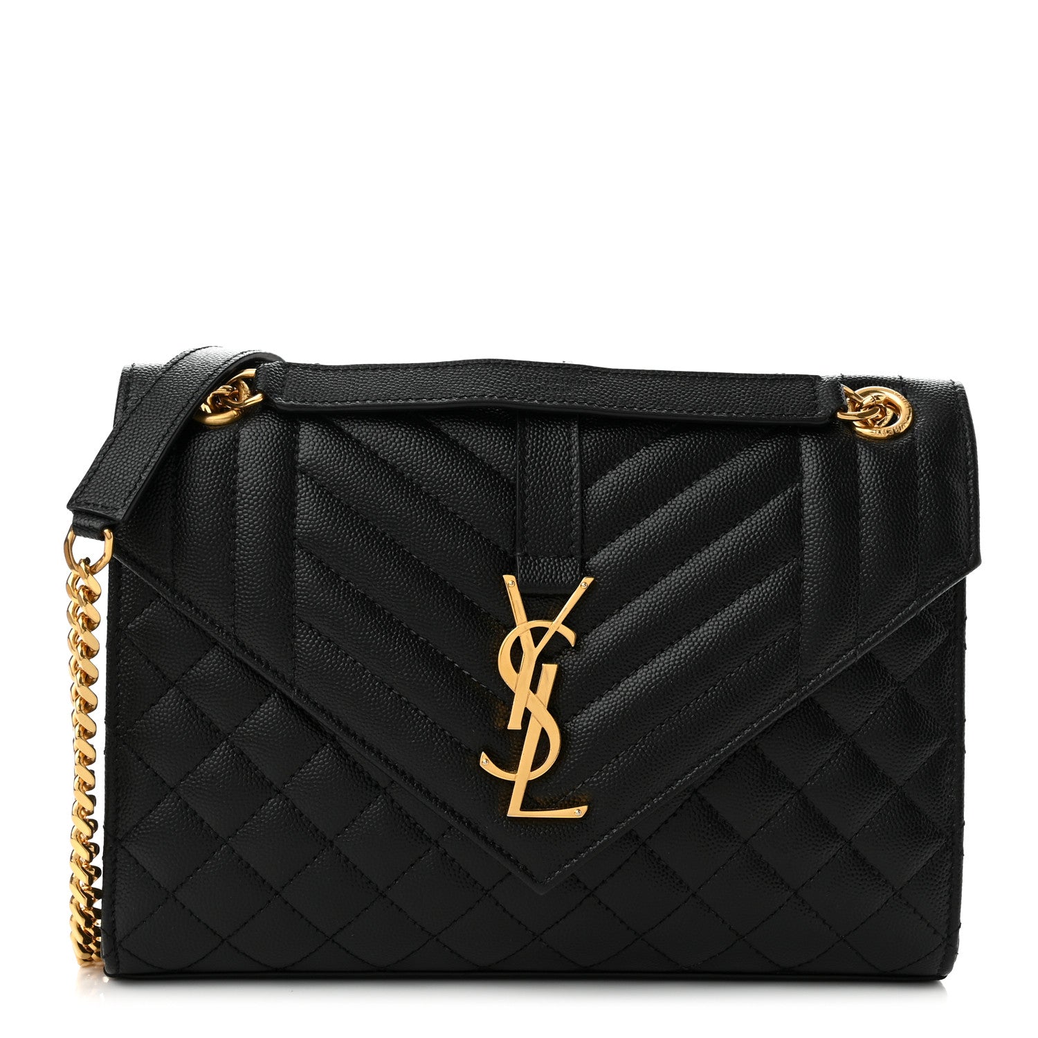 Saint Laurent Grain De Poudre Textured Mixed Matelasse Triquilt Medium Monogram Satchel Black 1 of 10