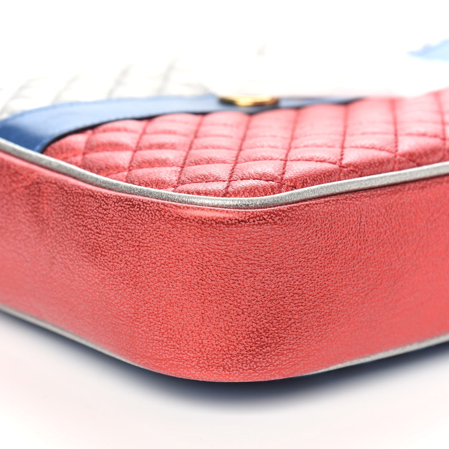 Laminated Nappa Trapuntata Small Zumi Shoulder Bag Rosso Marine Argento