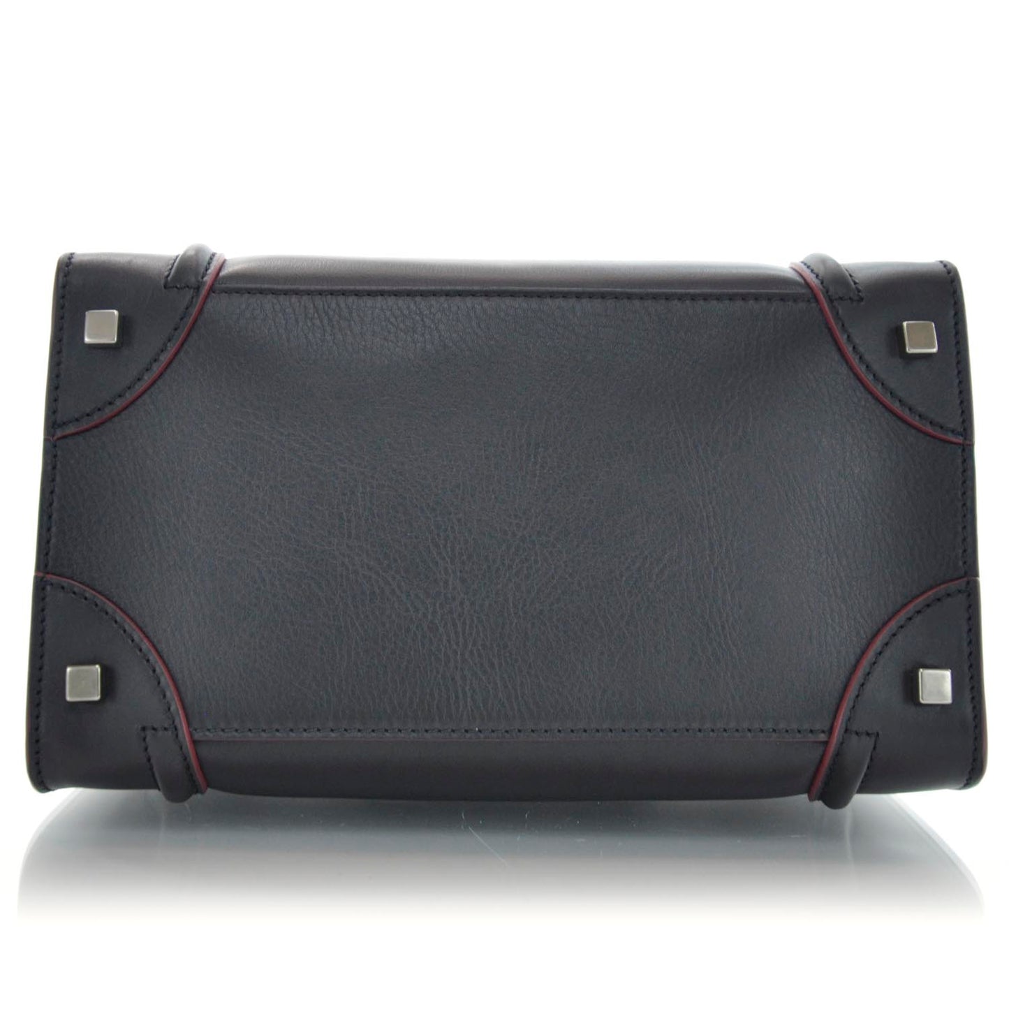 Smooth Calfskin Mini Luggage Black w Pink Trim