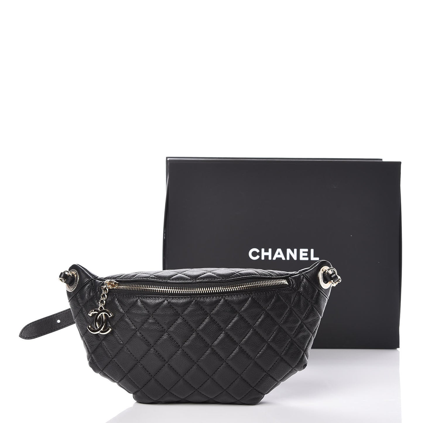 Calfskin Quilted Belt Me Up Waist Bag Black