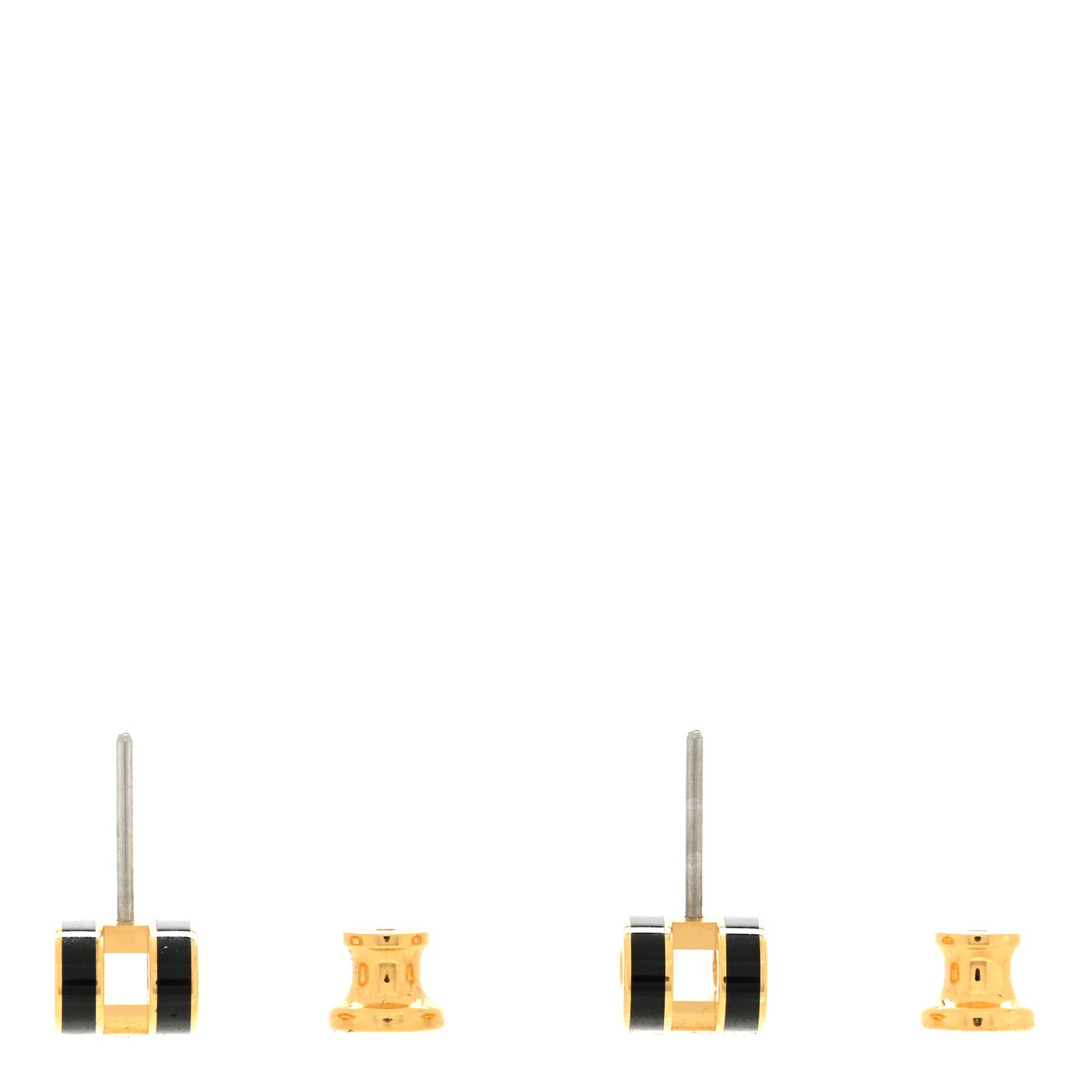 Gold Lacquered Mini Pop H Earrings Black