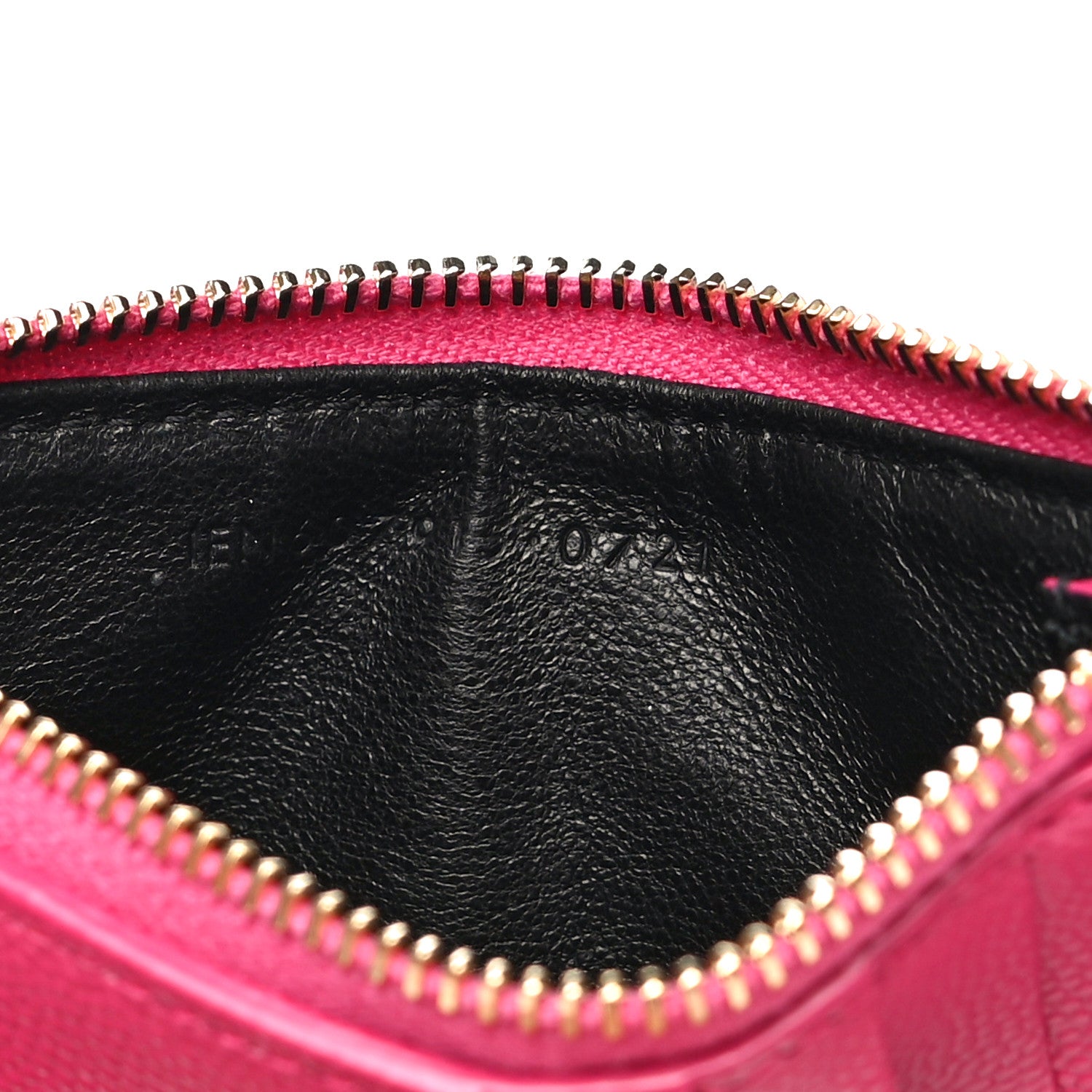 Saint Laurent Grain De Poudre Matelasse Chevron Monogram Fragments Zippered Card Case Fresh Fuxia 7 of 10