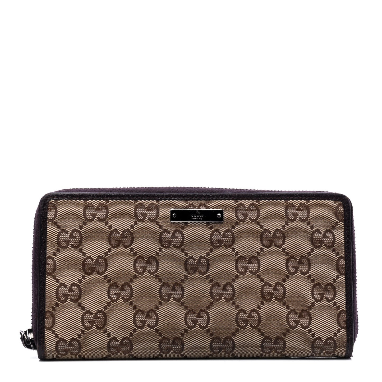 Monogram Metal Bar Zip Around Wallet Dark Brown