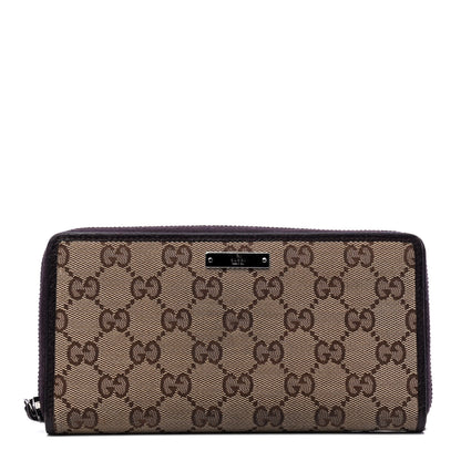 Gucci Monogram Metal Bar Zip Around Wallet Dark Brown 1 of 7
