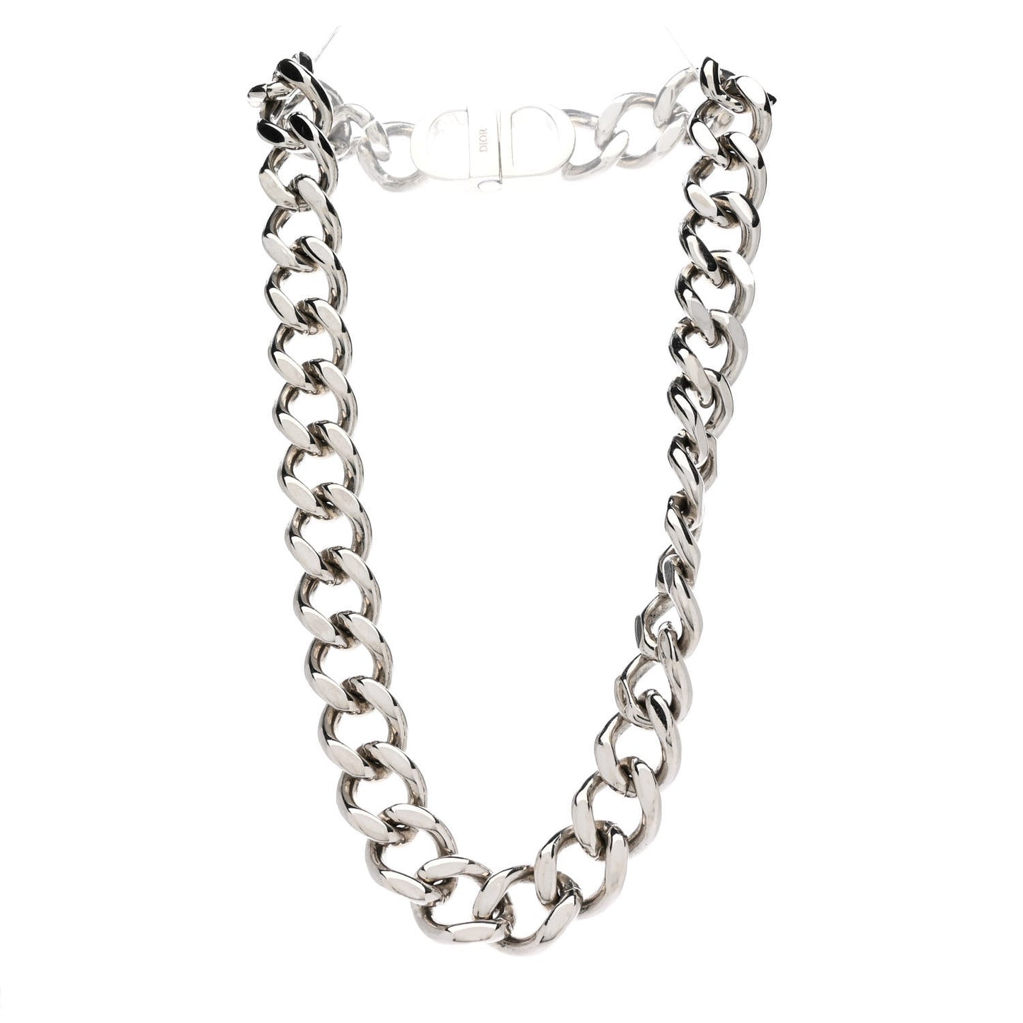 Brass CD Icon Chain Link Necklace Silver