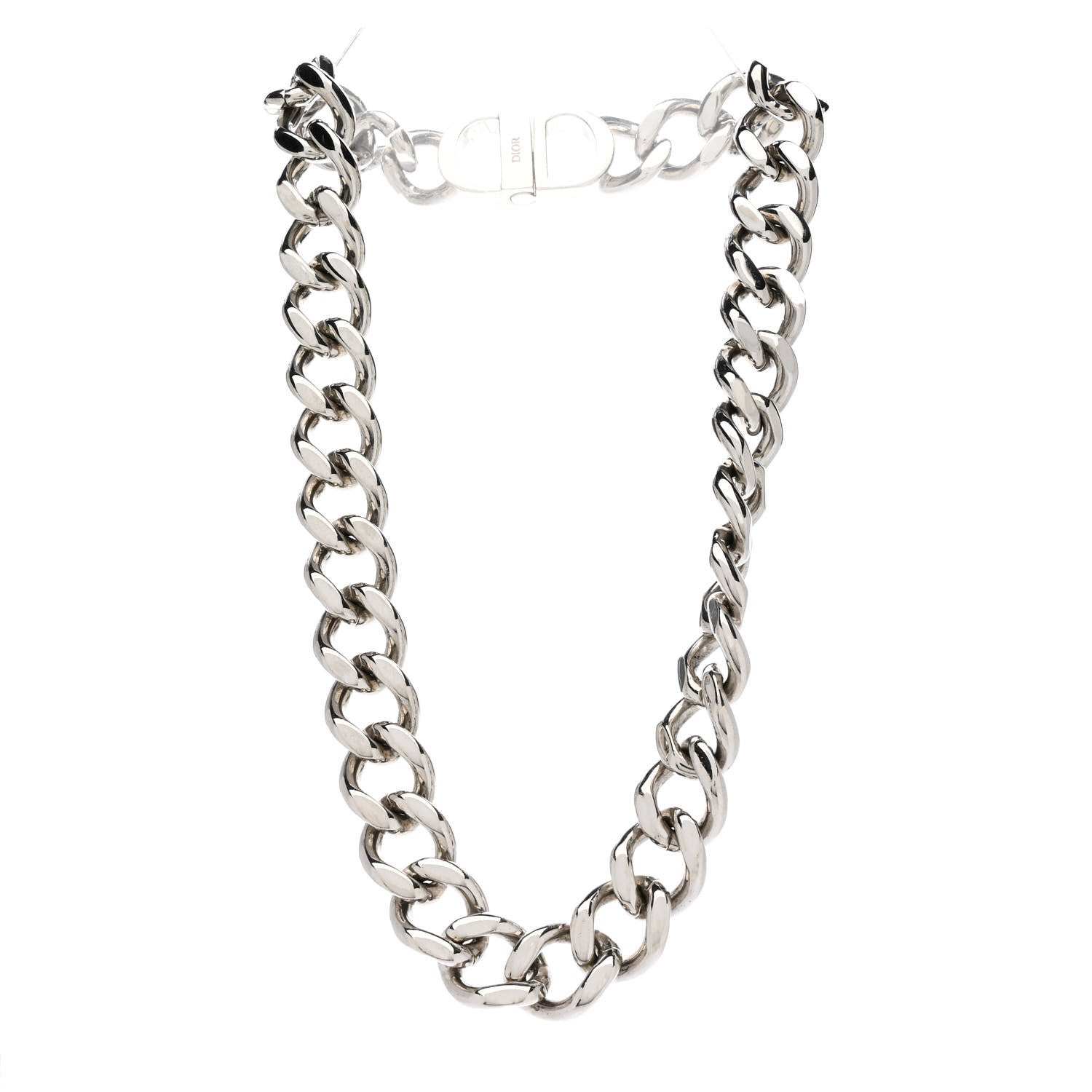 Christian Dior Brass CD Icon Chain Link Necklace Silver 3 of 6