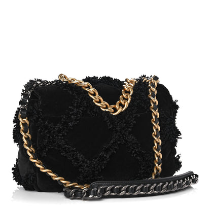 Chanel Cotton Canvas Quilted Medium Chanel 19 Flap Black 3 of 10
