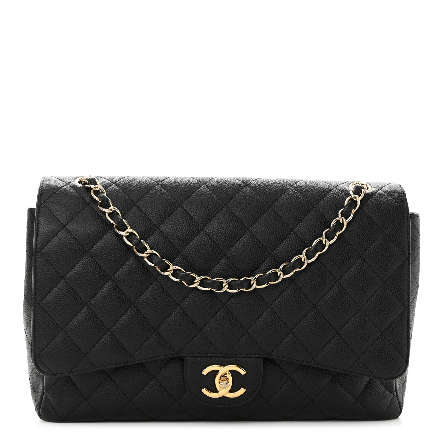 Caviar Quilted Maxi Double Flap Black
