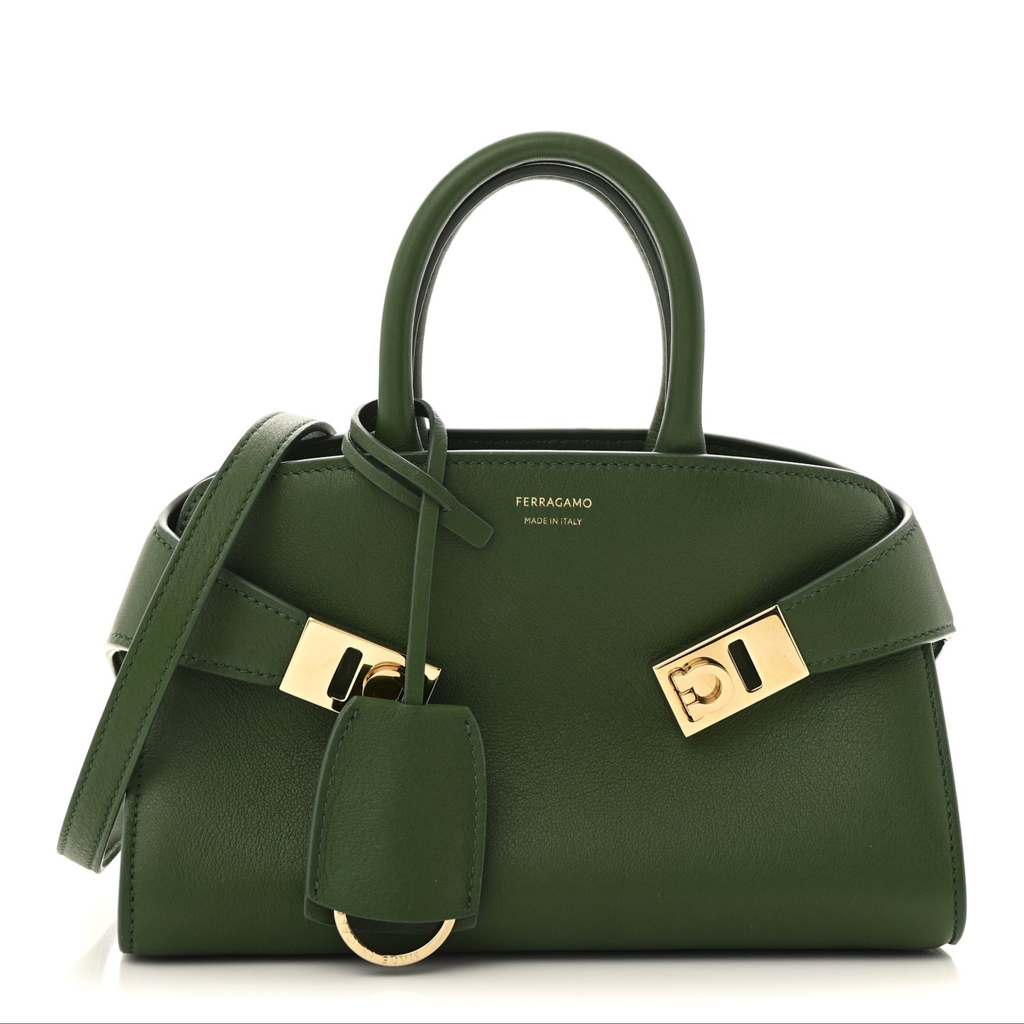 Calfskin Mini Hug Bag Forrest Green