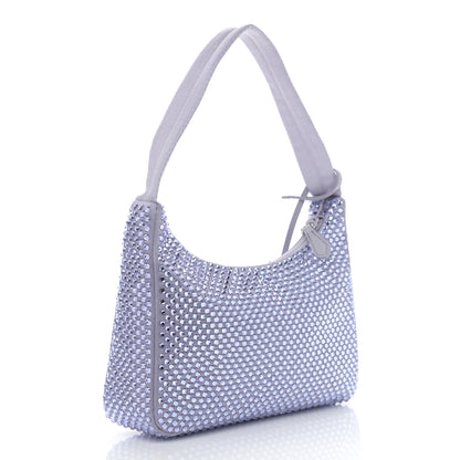 Prada Satin Crystal Mini Re-Edition 2000 Bag Glicine 2 of 10