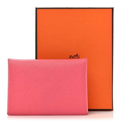 Hermes Epsom Calvi Duo Card Case Rose Azalee 12 of 12