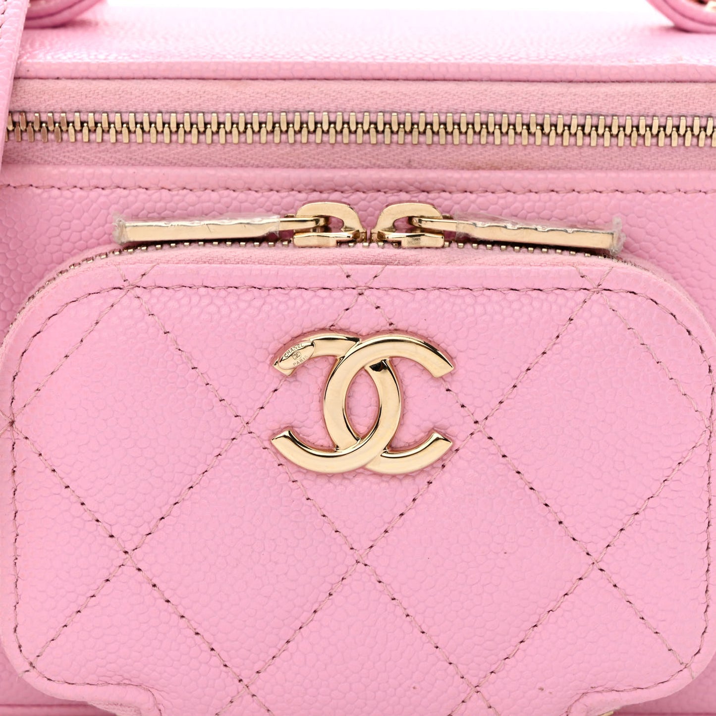 Caviar Quilted Top Handle Pocket Vanity Case Lilac