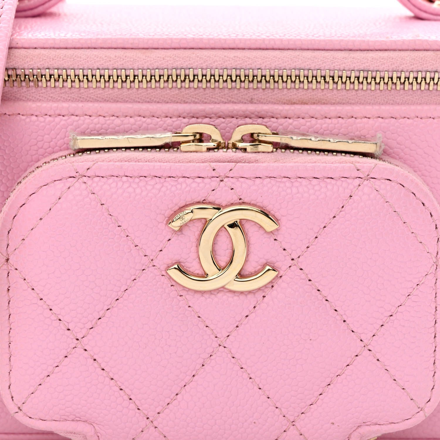 Chanel Caviar Quilted Top Handle Pocket Vanity Case Lilac 8 of 14