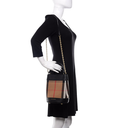 Burberry Canvas House Check Mini Bucket Bag Black 2 of 9