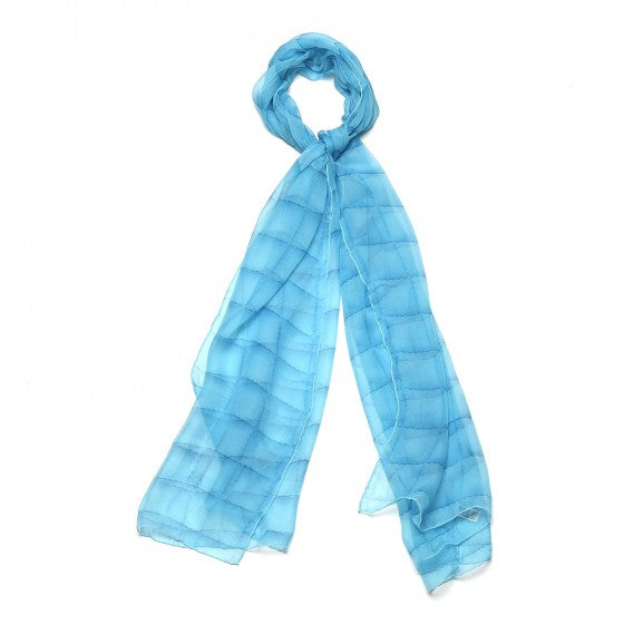 Silk Square Stitch Print Scarf Blue