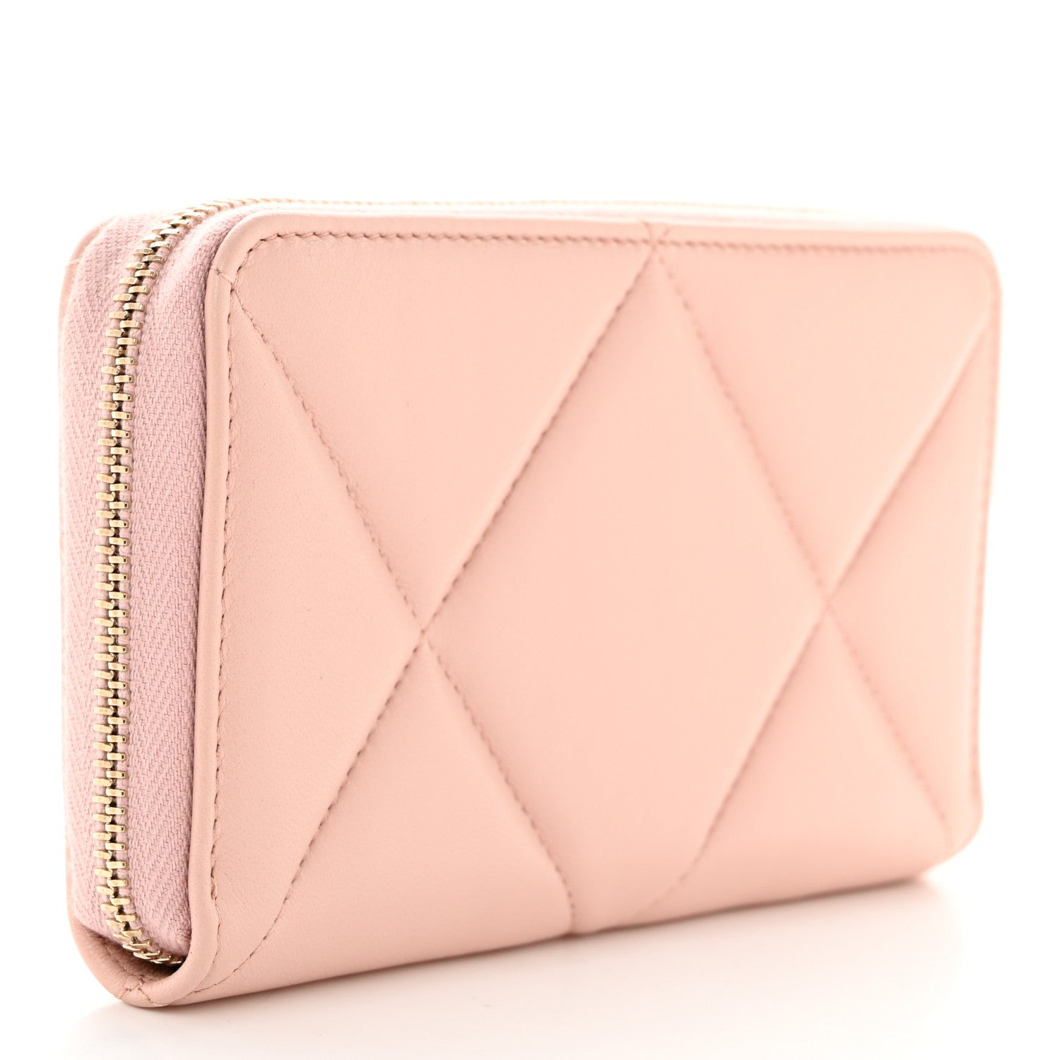 Chanel Lambskin Quilted Chanel 19 Zipped Wallet Light Pink 3 of 10