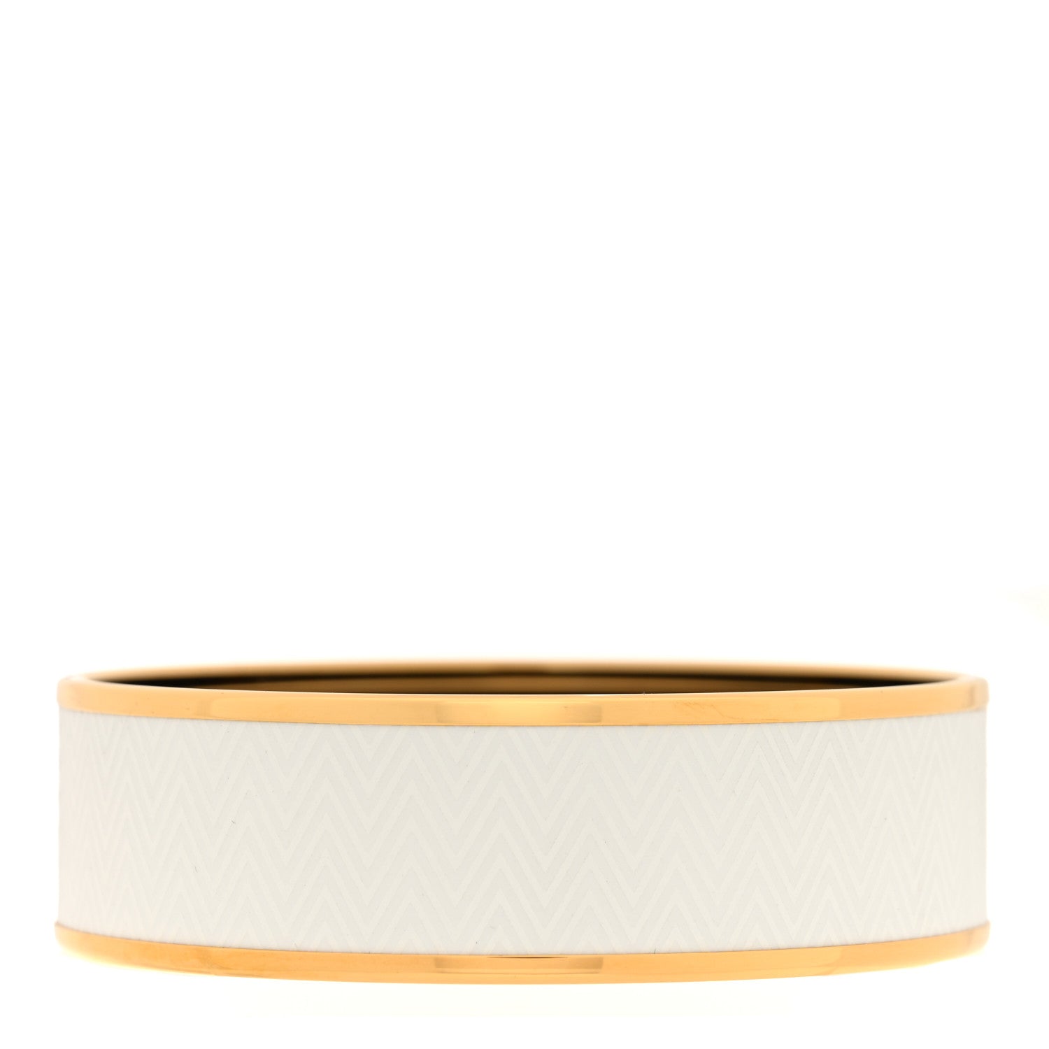 Hermes Enamel Printed Chevron Wide Bracelet 65 White 2 of 4