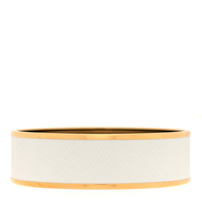 Hermes Enamel Printed Chevron Wide Bracelet 65 White 2 of 4