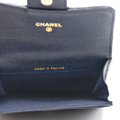 Chanel Caviar Quilted Flap Card Holder Wallet Navy 5 of 9