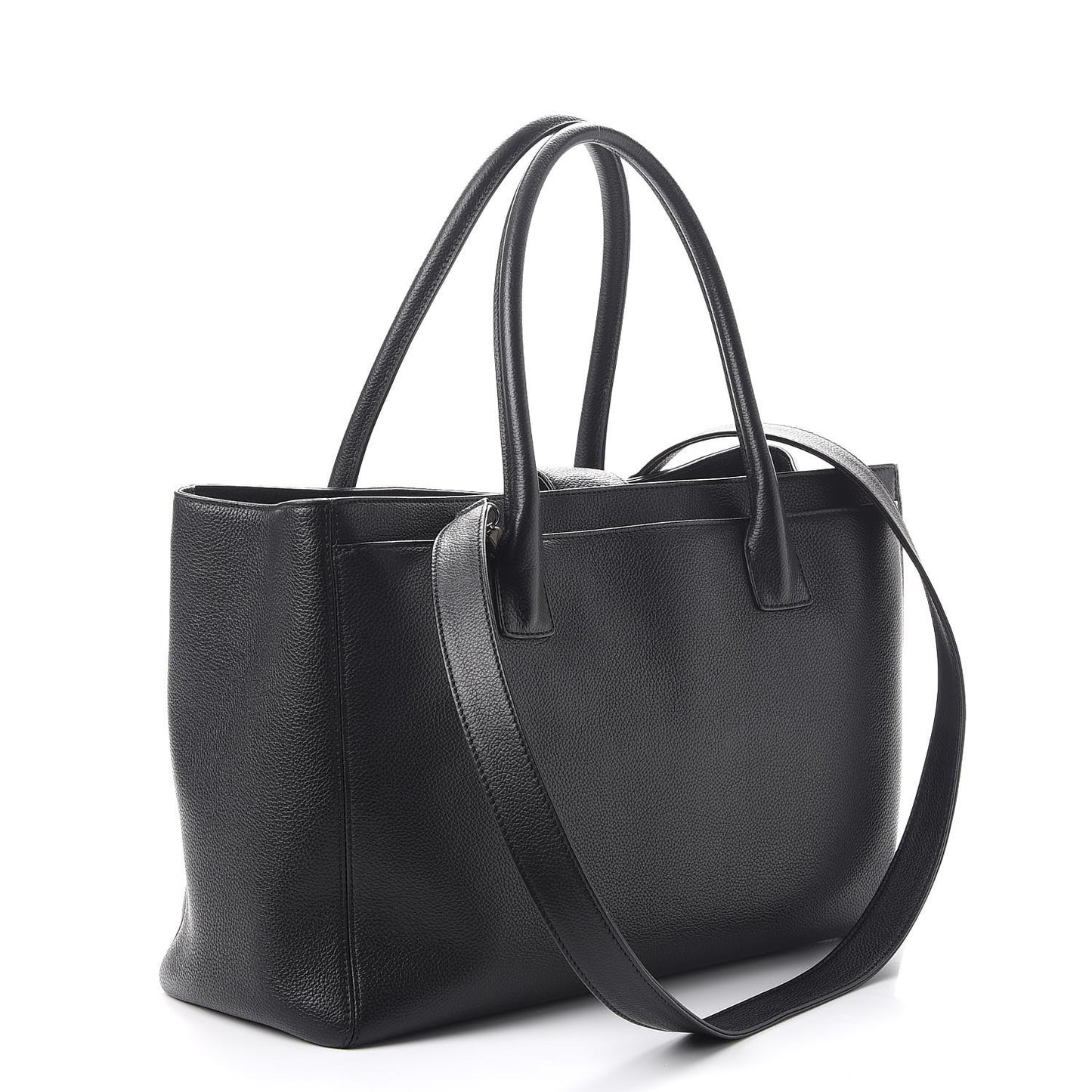Calfskin Cerf Executive Shopper Tote Black