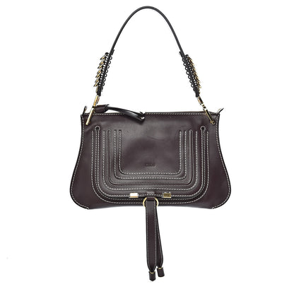 Chloe Calfskin Marcie Saddle Shoulder Bag Black Raisin 1 of 12
