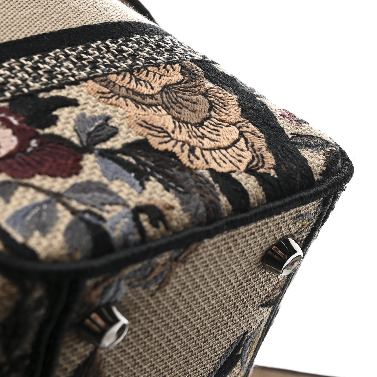Canvas Embroidered Jardin D'Hiver Medium Lady D-Lite Beige Multicolor