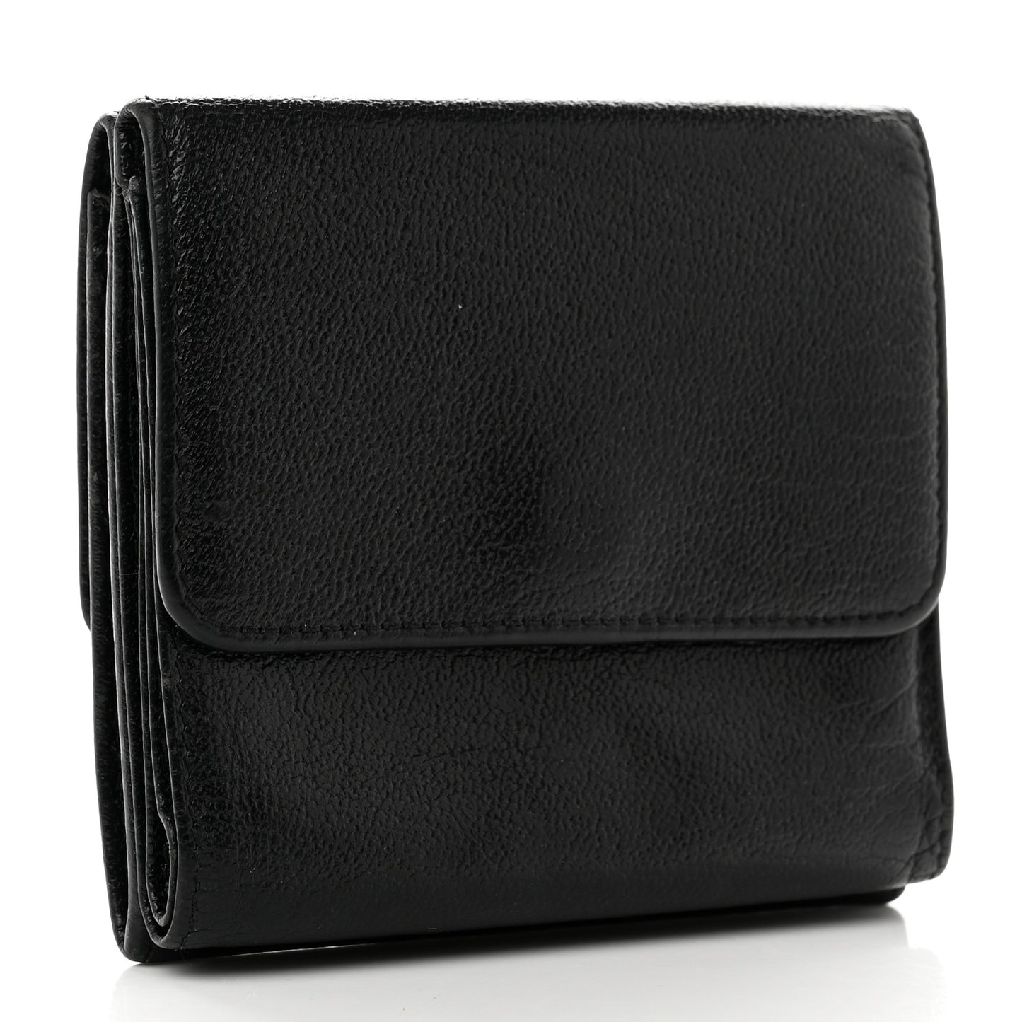 Goatskin Compact Double Sided Wallet Black