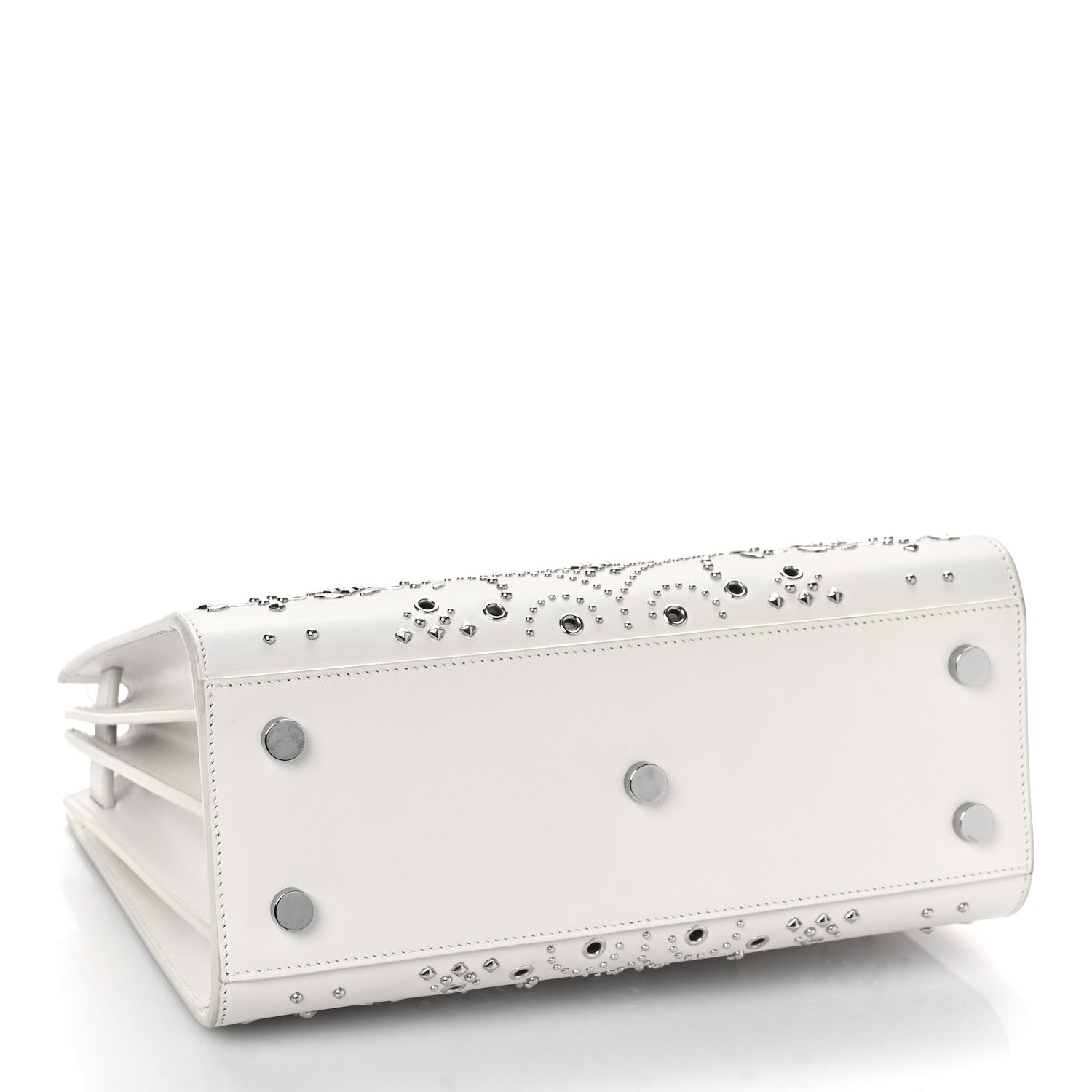 Saint Laurent Calfskin Perforated Studded Baby Sac De Jour White 5 of 11