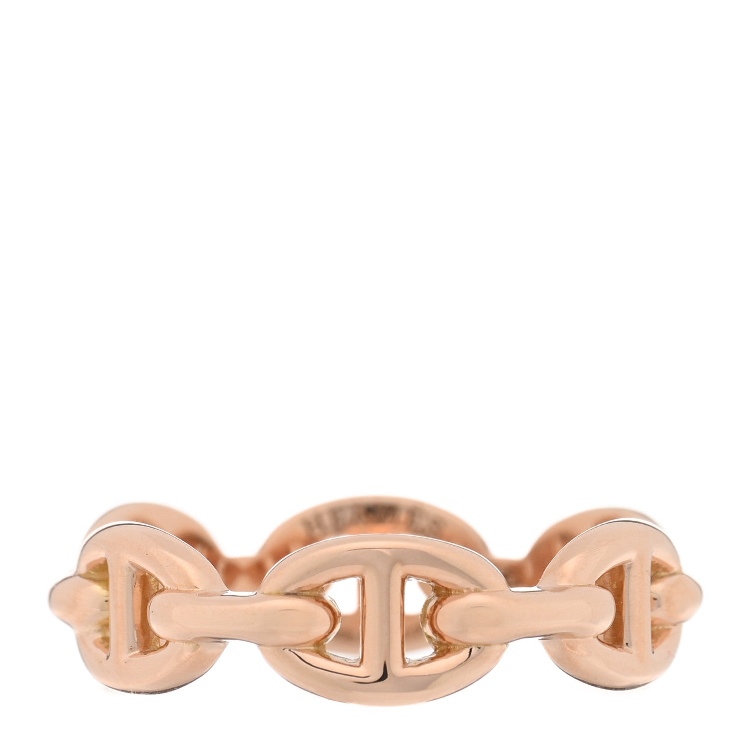 Hermes 18K Rose Gold PM Chaine d'Ancre Enchainee Ring 55 7.25 1 of 5