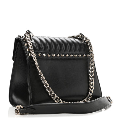 Prada Glace Calfskin Studded Sound Flap Crossbody Shoulder Bag Black 3 of 10