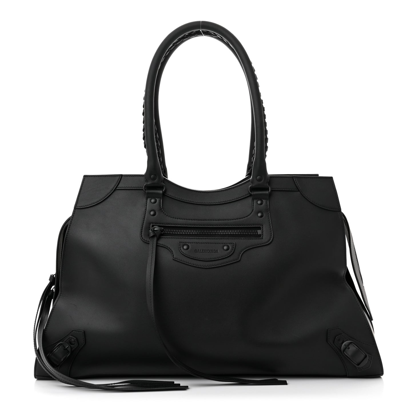 Smooth Calfskin Neo Classic Black Hardware Large Top Handle Bag Black