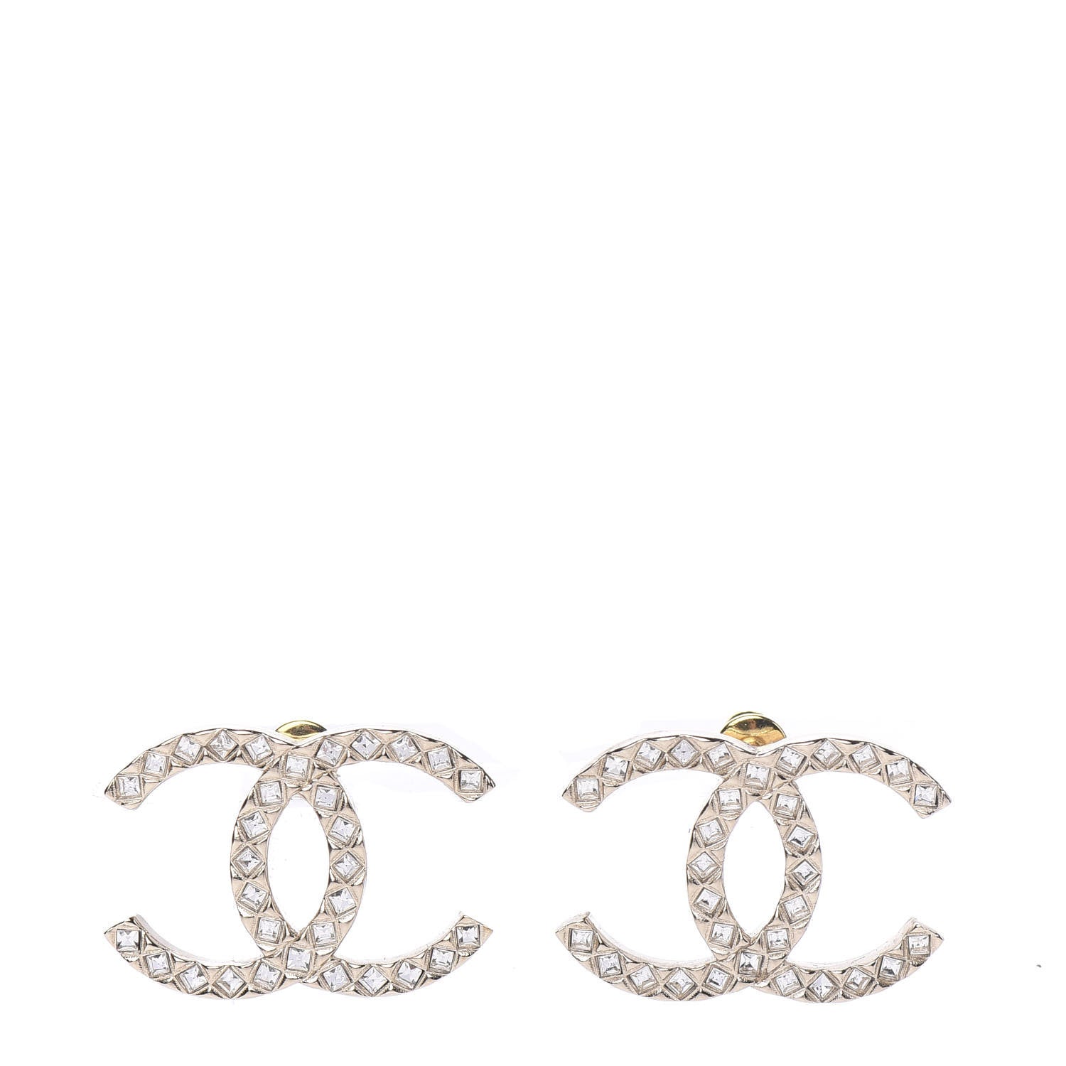 Chanel Baguette Crystal High Society CC Earrings Gold 1 of 5