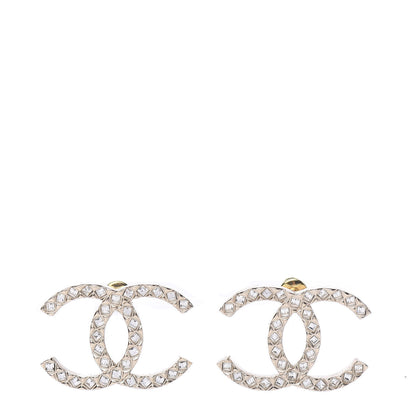 Chanel Baguette Crystal High Society CC Earrings Gold 1 of 5
