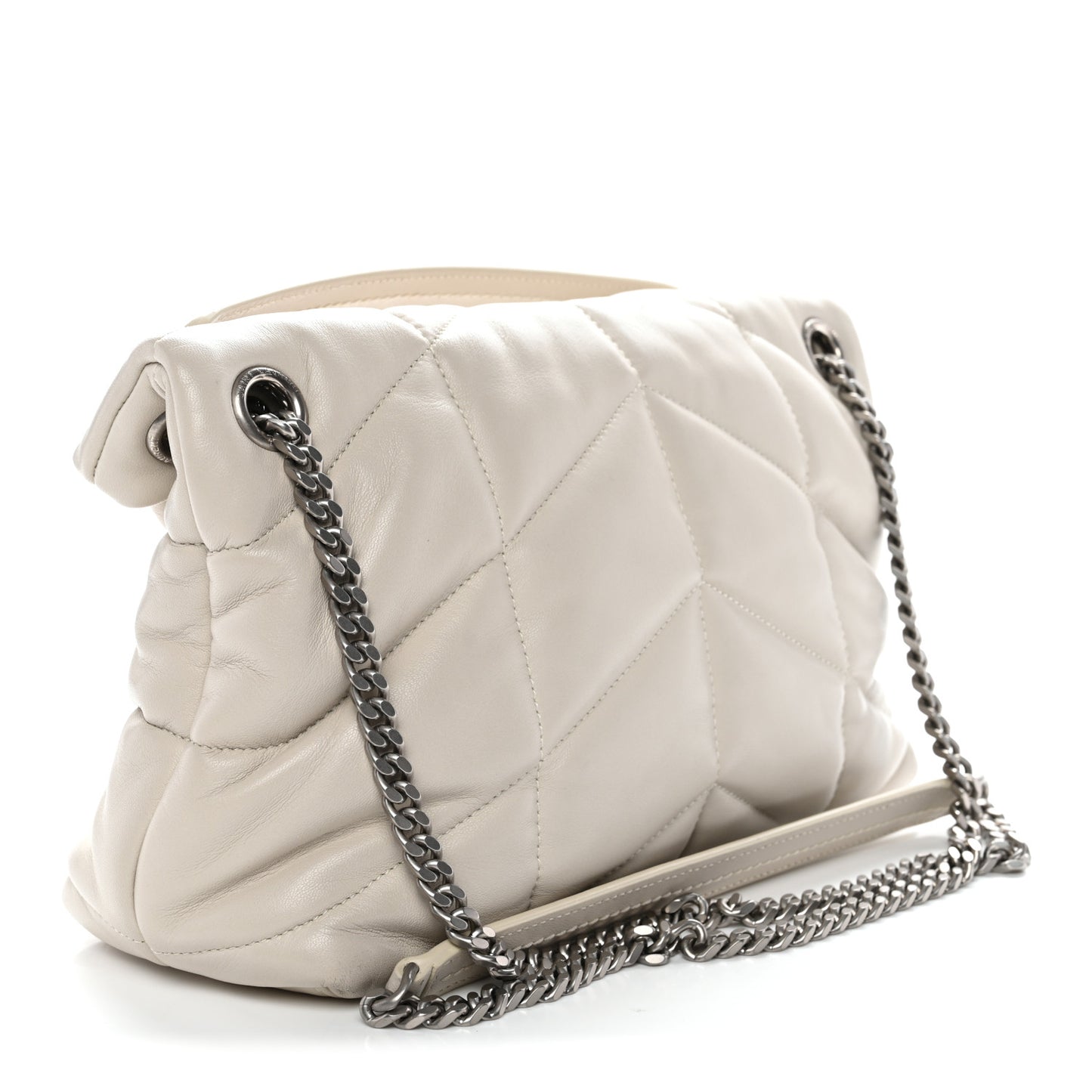 Lambskin Quilted Small Loulou Puffer Monogram Chain Satchel Blanc Vintage