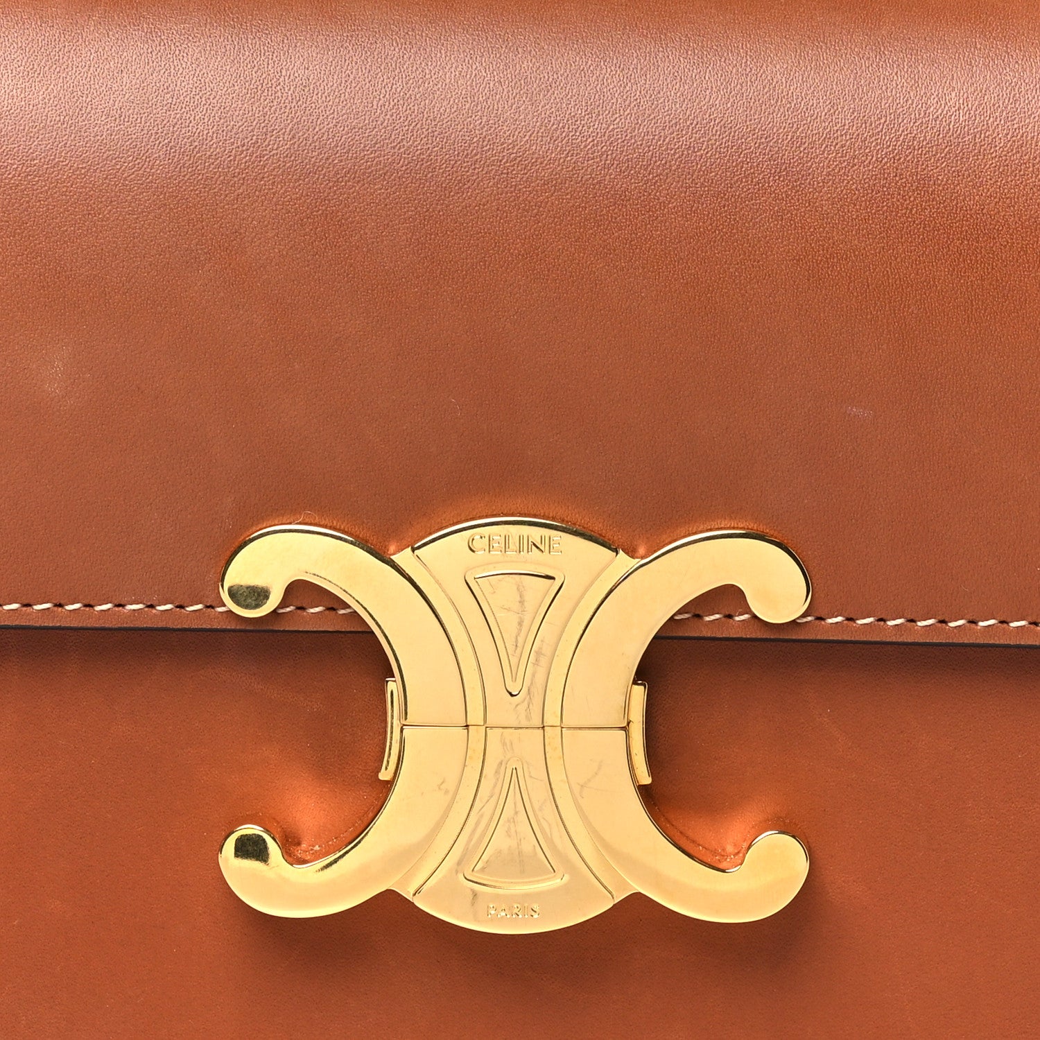 Celine Natural Calfskin Triomphe Shoulder Bag Tan 8 of 10