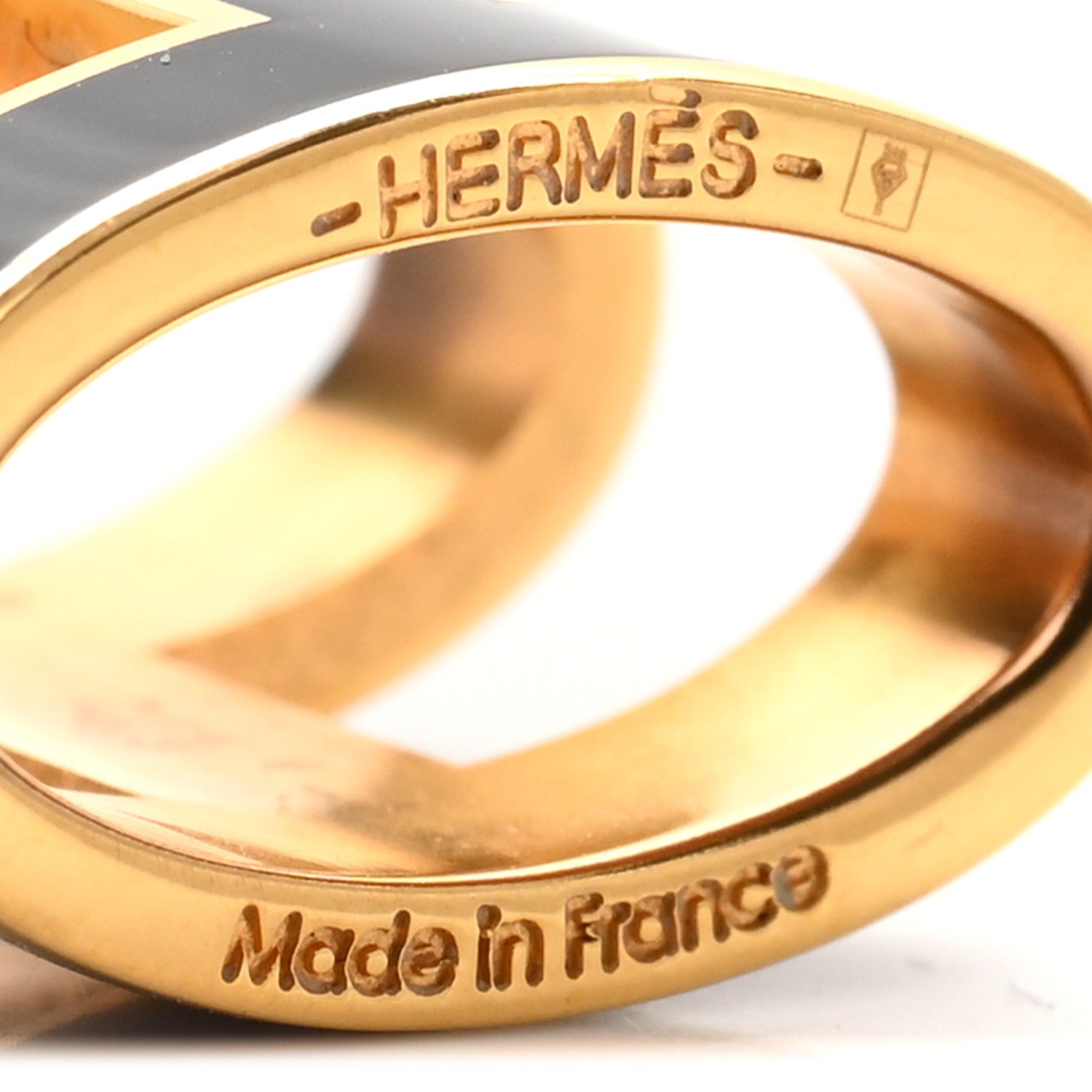 Hermes Lacquered Gold Pop H Pendant Black 3 of 5