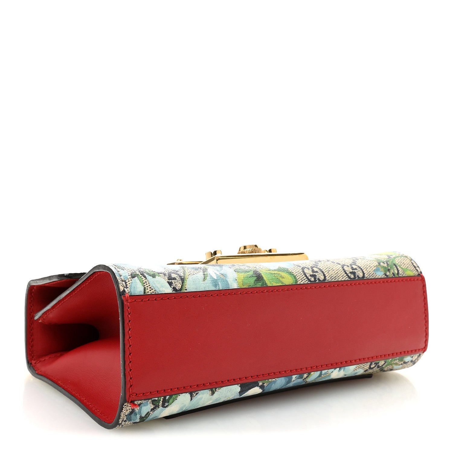 Gucci GG Supreme Monogram Blooms Small Padlock Shoulder Bag Beige Blue Navy Hibiscus Red 4 of 10