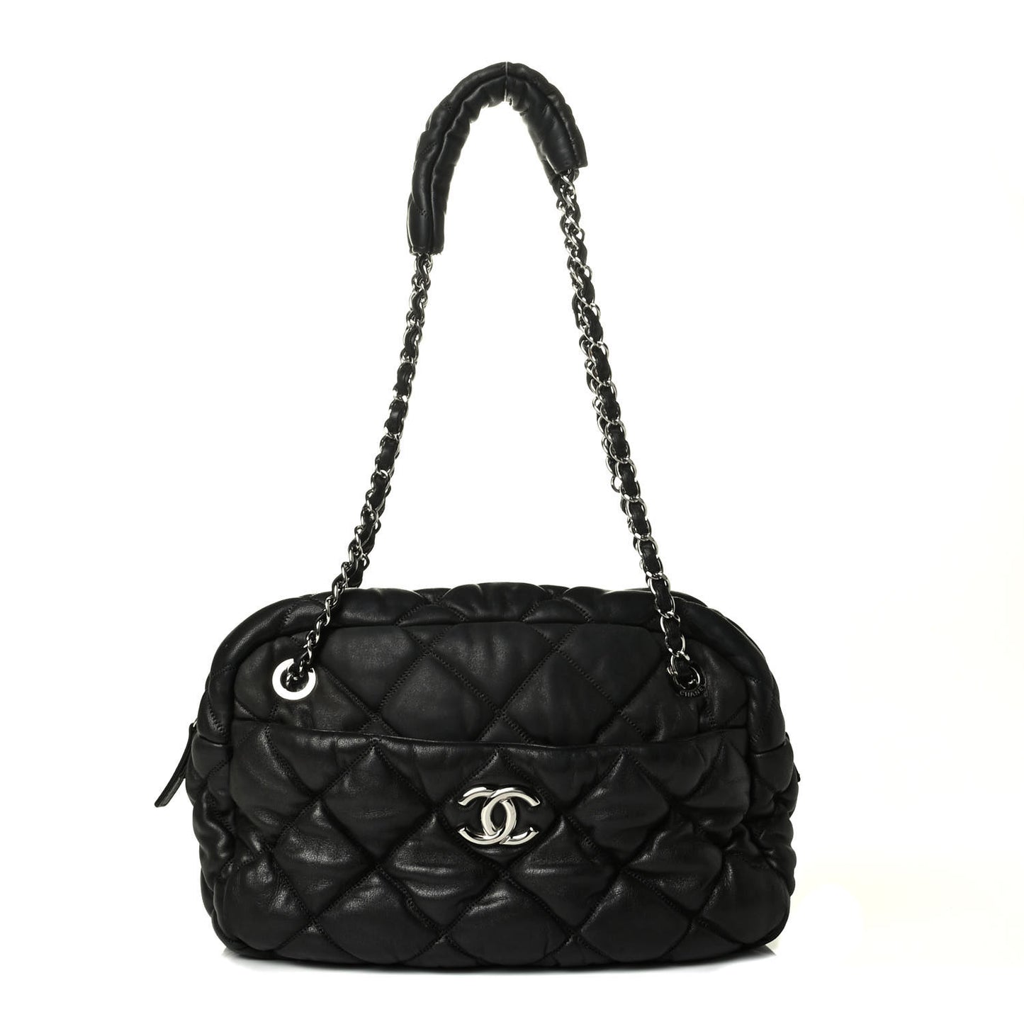 Lambskin Bubble Quilt Camera Case Black