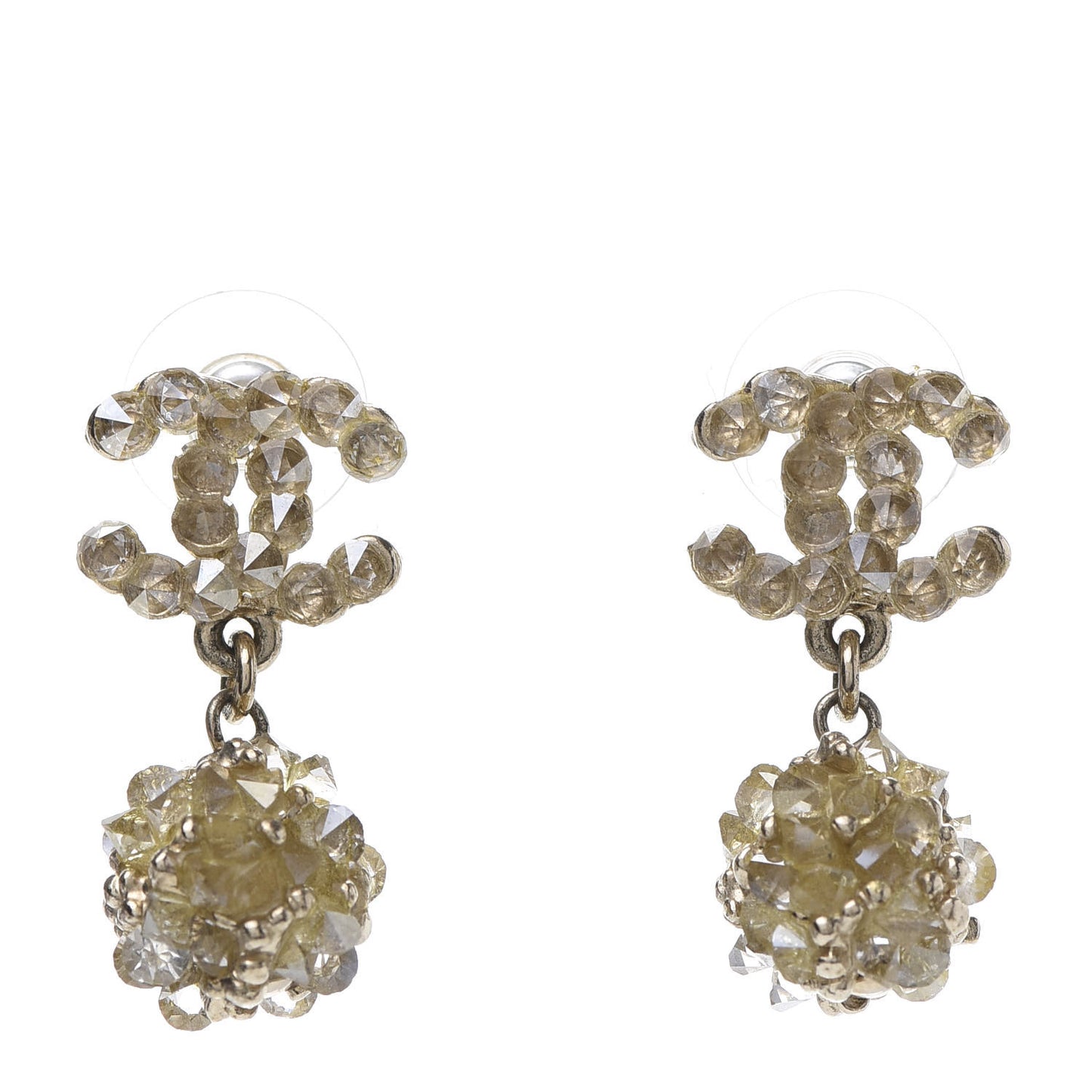 Crystal CC Dangle Earrings Gold
