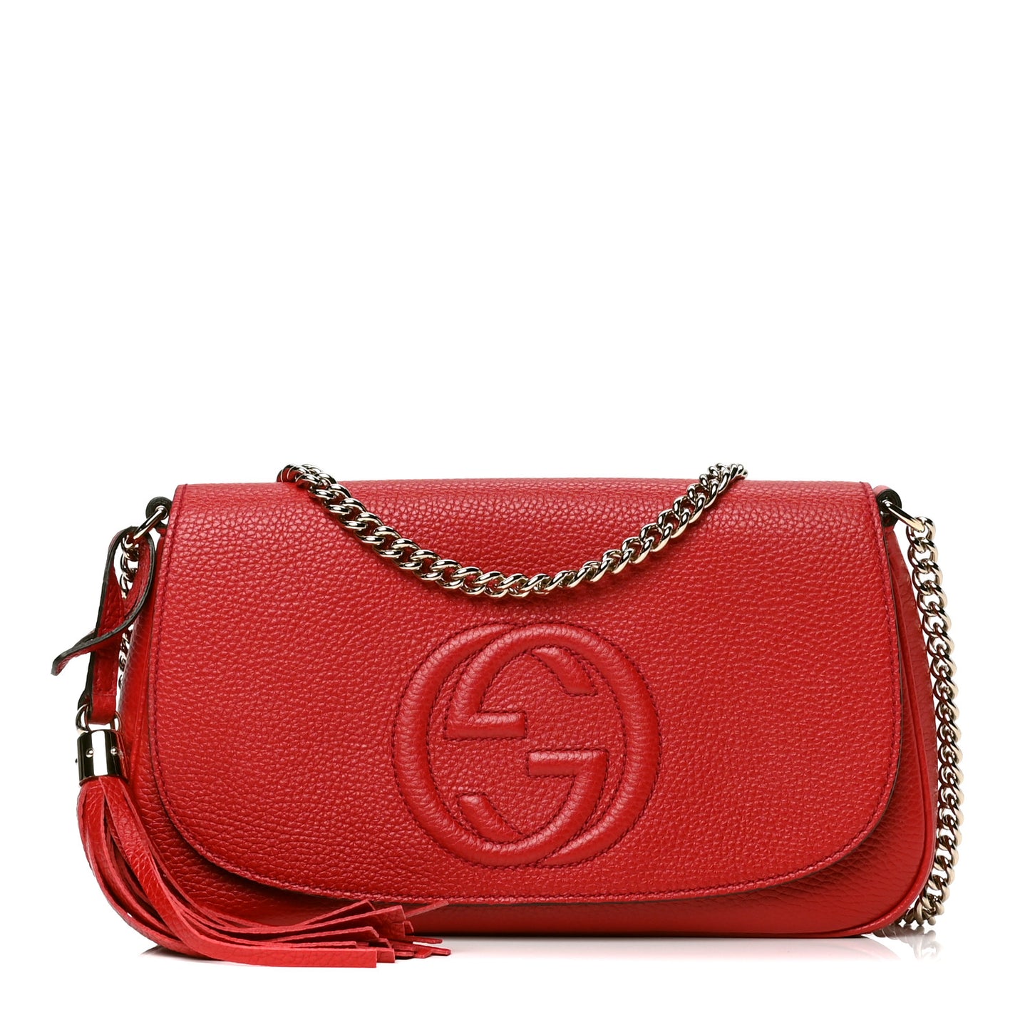 Pebbled Calfskin Medium Soho Flap Crossbody Vibrant Red