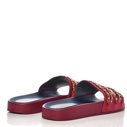 Chanel Satin Chain Flat Sandals 40 Dark Fuchsia 4 of 8