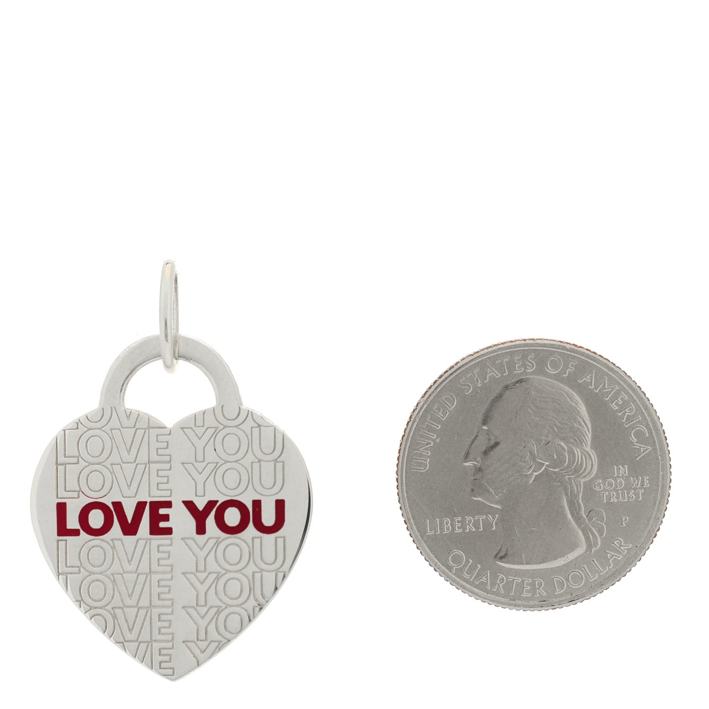 Sterling Silver Enamel LOVE YOU Heart Charm Red