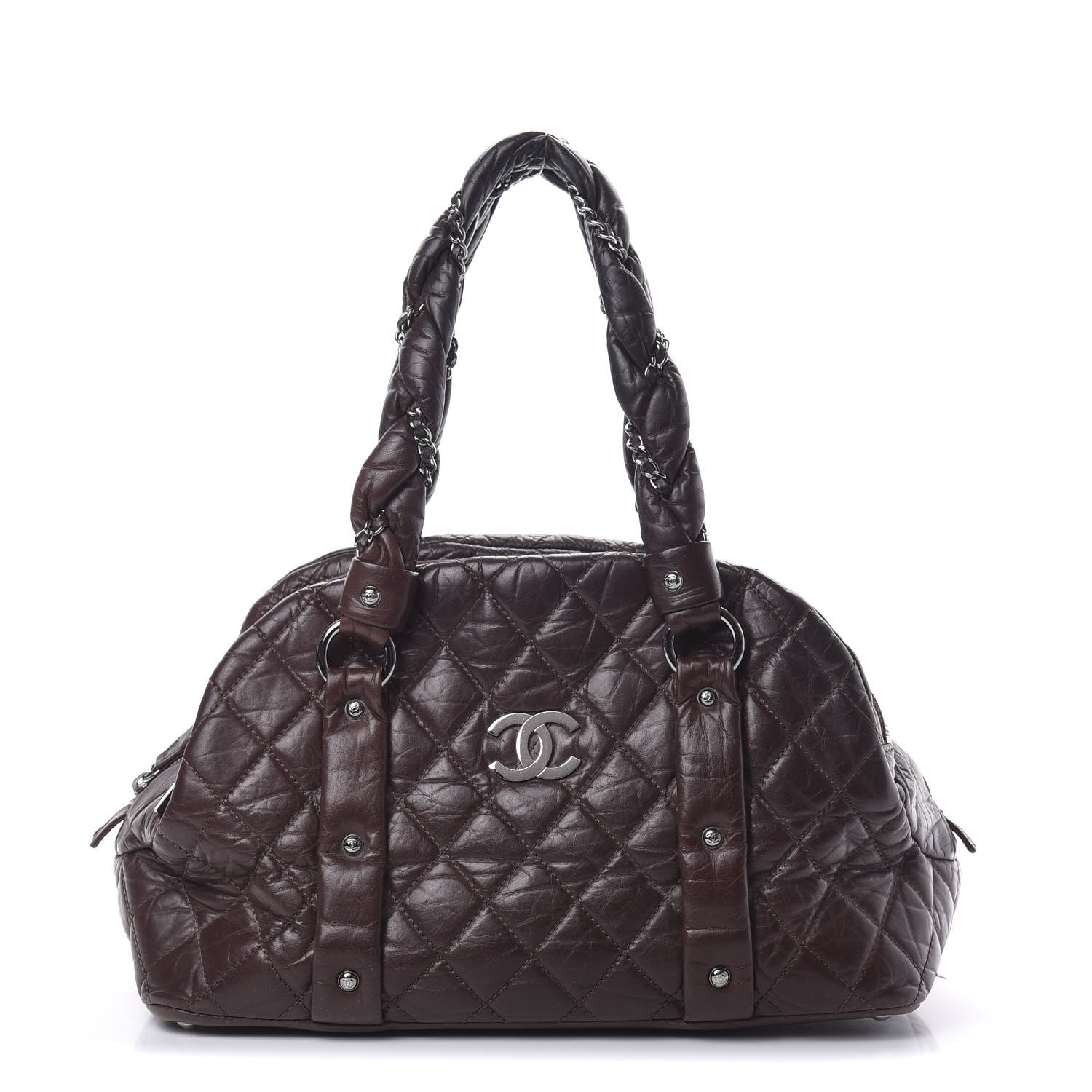 Chanel Distressed Lambskin Vintage Ligne Lady Braid Tote Brown 1 of 18