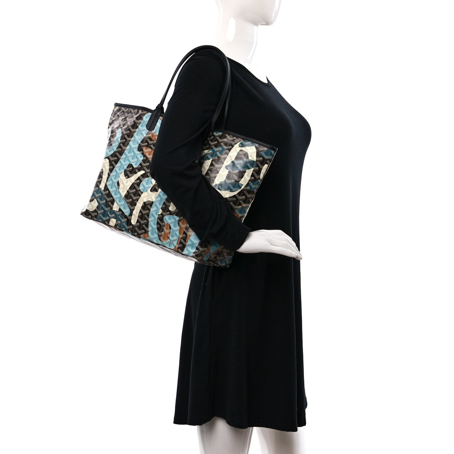 Goyardine Saint Louis Lettres Camouflage PM Black Blue
