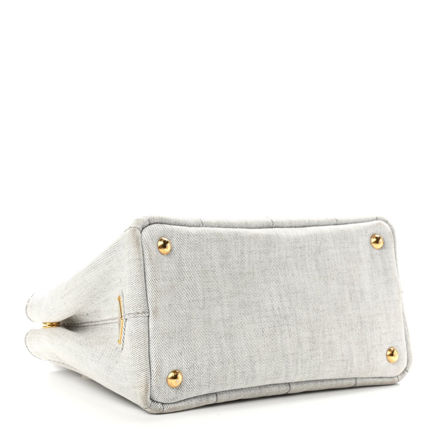 Prada Denim Small Logo Tote Bianco 3 of 13