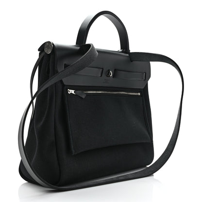 Hermes Military Toile Vache Hunter Herbag Zip PM 31 Black 4 of 9
